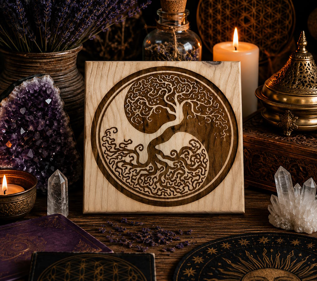 Arbol de la Vida ying yang madera Pino